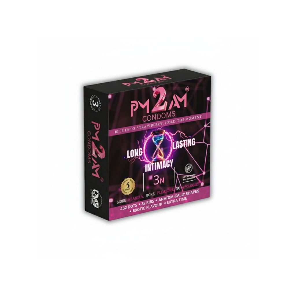 PM 2 AM LONG LASTING INTIMACY STRAWBERRY FLAVOURED CONDOMS