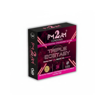 PM 2 AM TRIPLE ECSTASY STRAWBERRY FLAVOURED CONDOMS